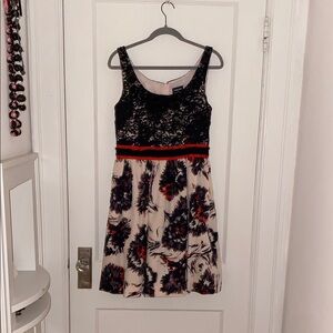 Peter Som x Anthropologie Made in Kind Black and White Dress with Red Accents